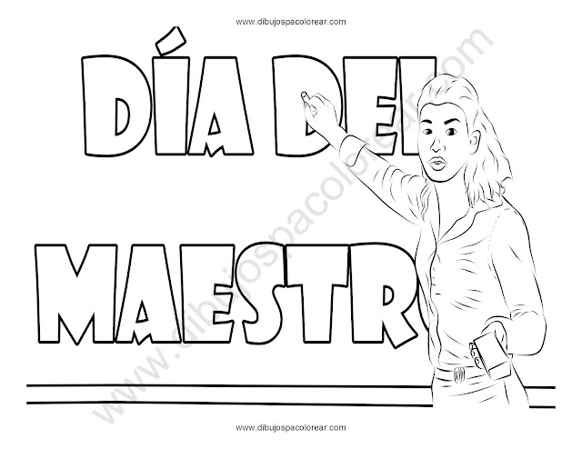 Dia del maestro y maestra dibujo para colorear coloring
